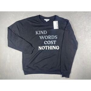 Nine West Kind Words Cost Nothing Graphic Sweatshirt Black PXS WW13K008EG NEW